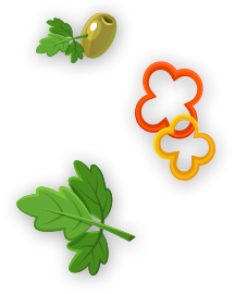 persil, olive et poivrons