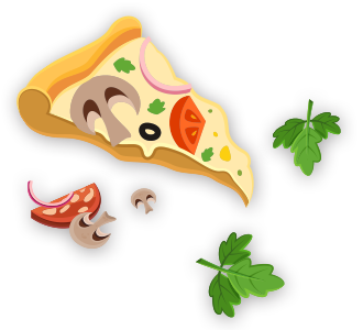 part de pizza et ingrédients